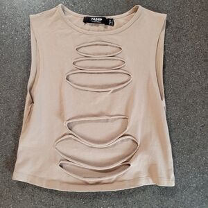 Jaded London Beige Cut-Out Crop Top